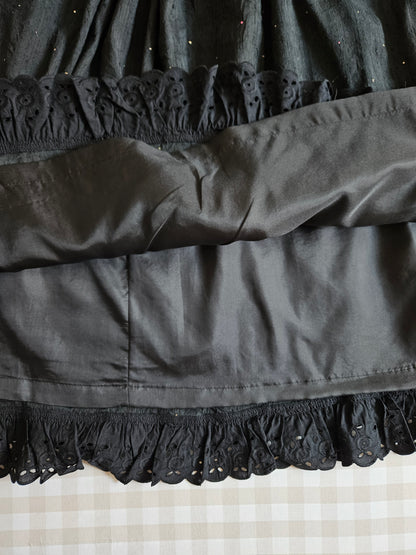 Jupe longue noire à pois vintage - XS