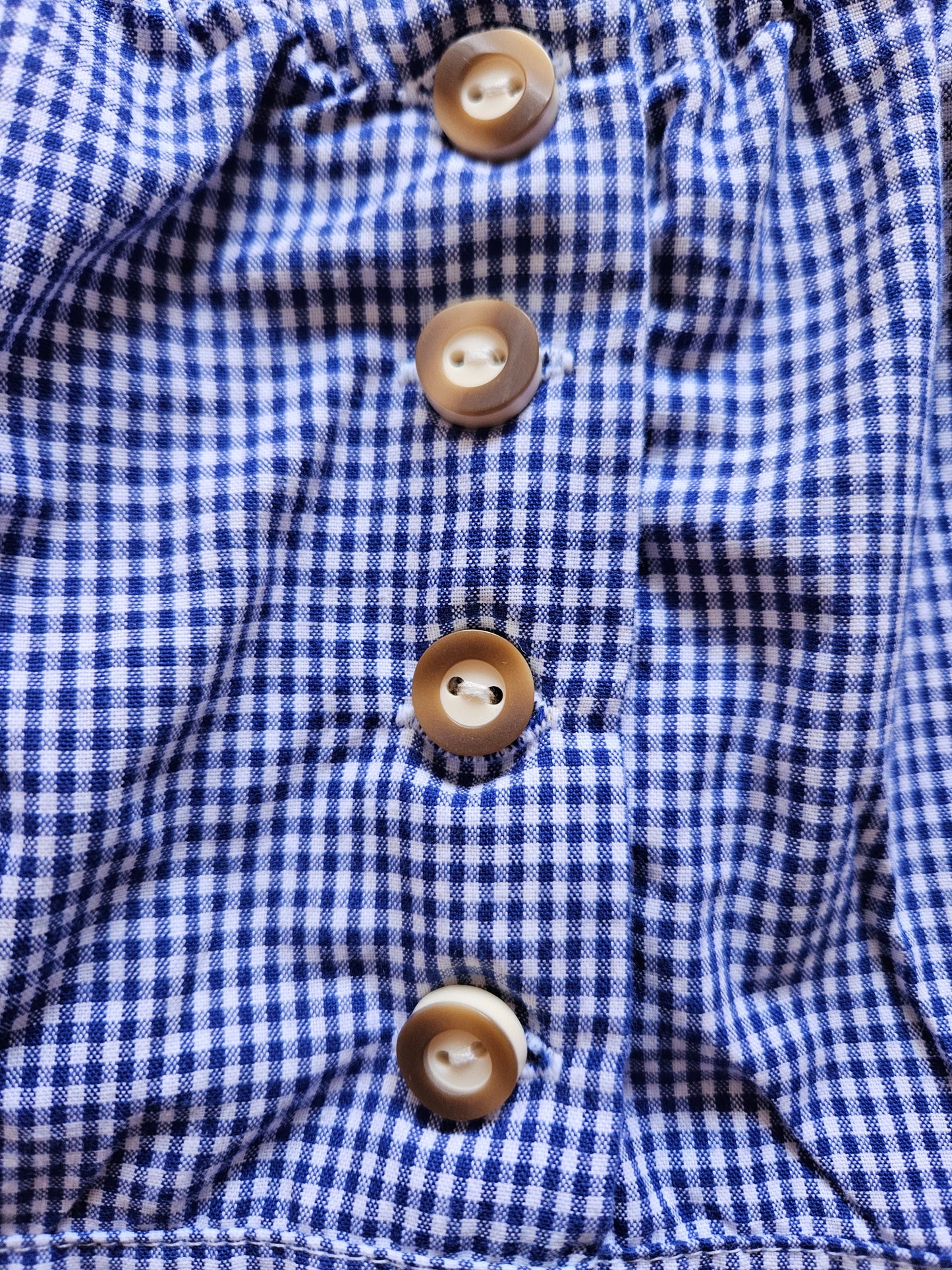 Vintage navy blue gingham blouse - M