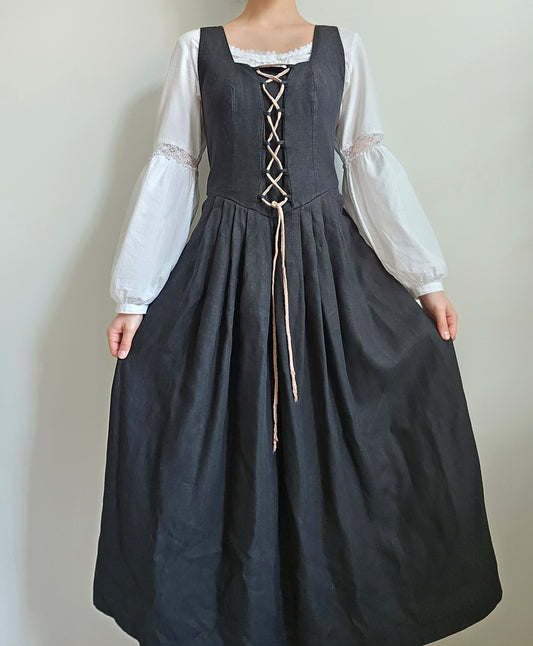 Robe longue en lin vintage medieval - L