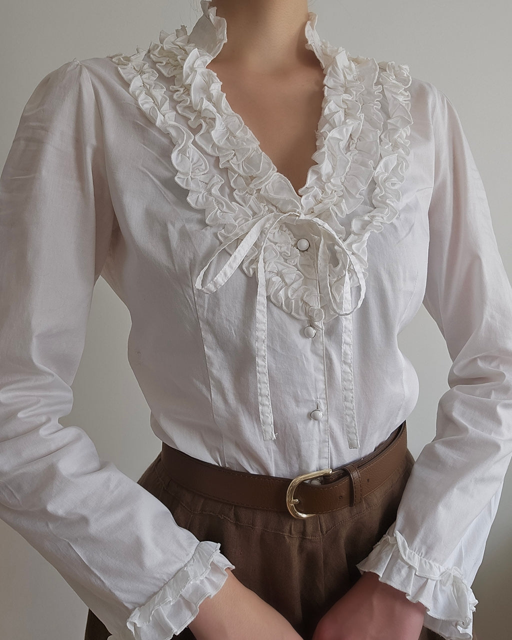 Chemise blanche à volants - S