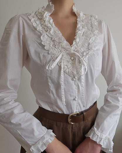 Chemise blanche à volants - S