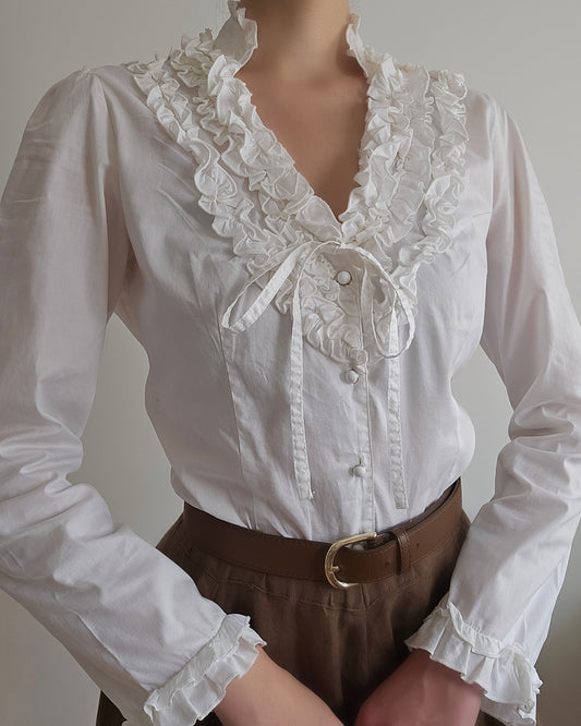 Chemise blanche à volants - S