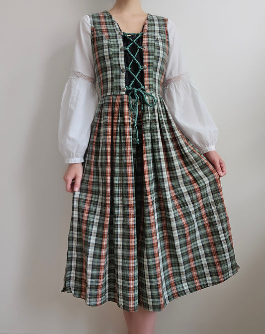 Robe longue à carreaux en coton - S/M