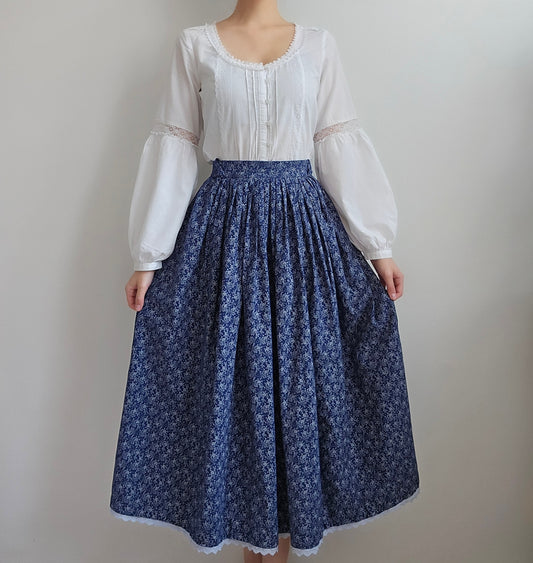Jupe longue bleue cottagecore vintage - XS