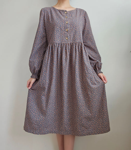 Robe en flanelle fleurie cottagecore
