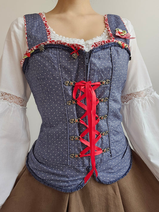 Haut corset à lacets vintage - M