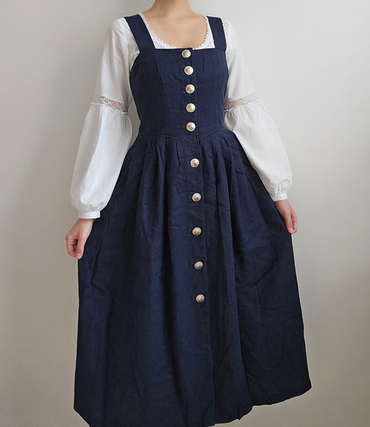 Robe longue bleue vintage cottagecore - M
