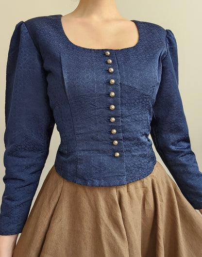 Top darkacademia bleu foncé vintage - M/L