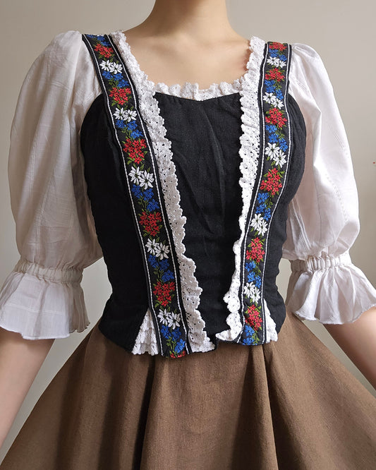 Top corset à manches bouffantes vintage - XS