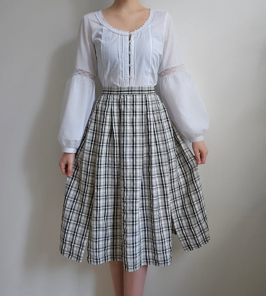 Jupe midi vintage à carreaux cottagecore - S/M