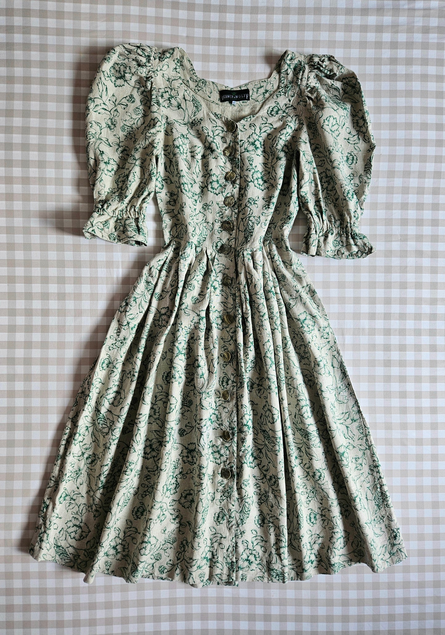 Robe longue cottagecore vintage en lin - M