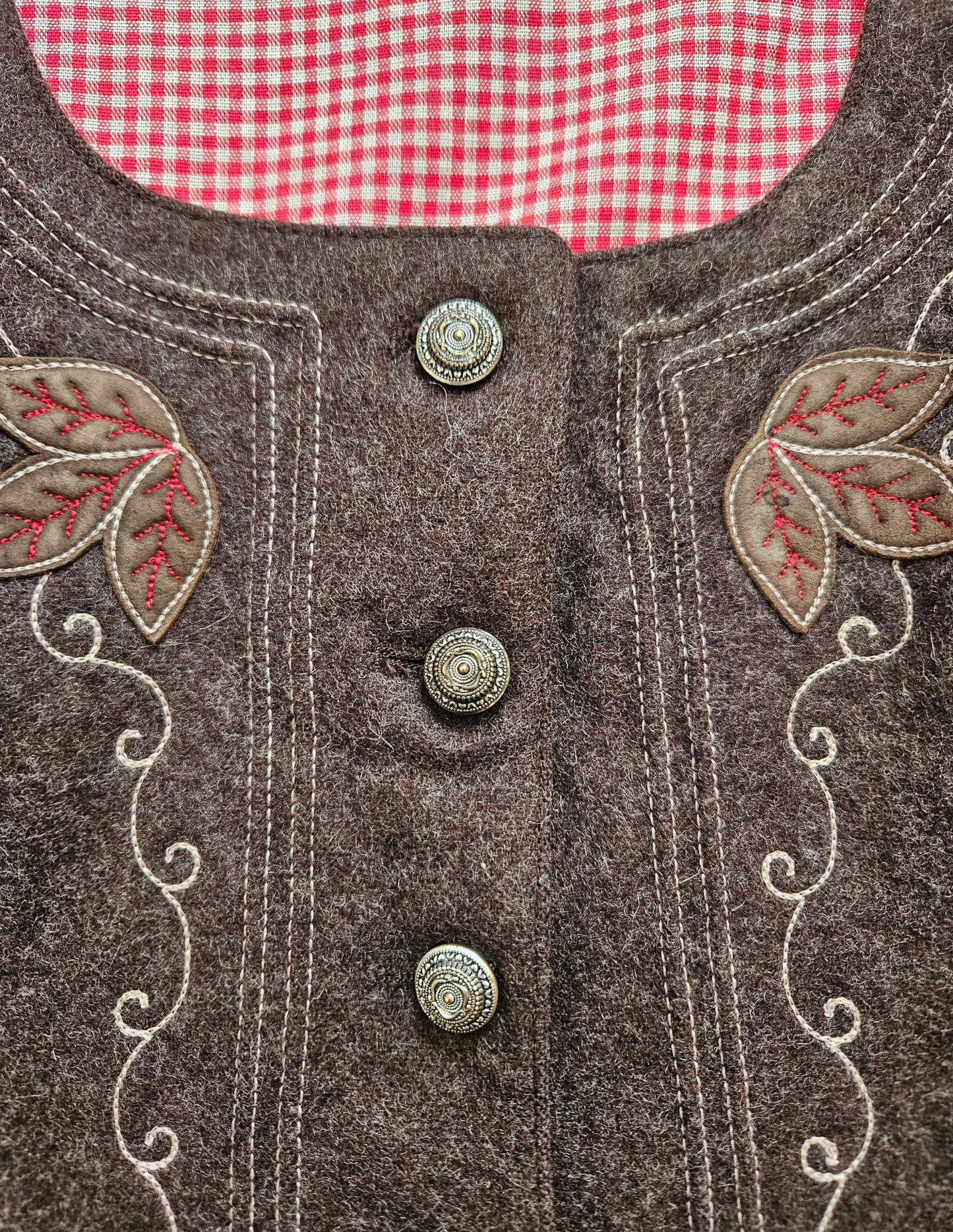 Vintage embroidered brown wool vest/jacket - XL