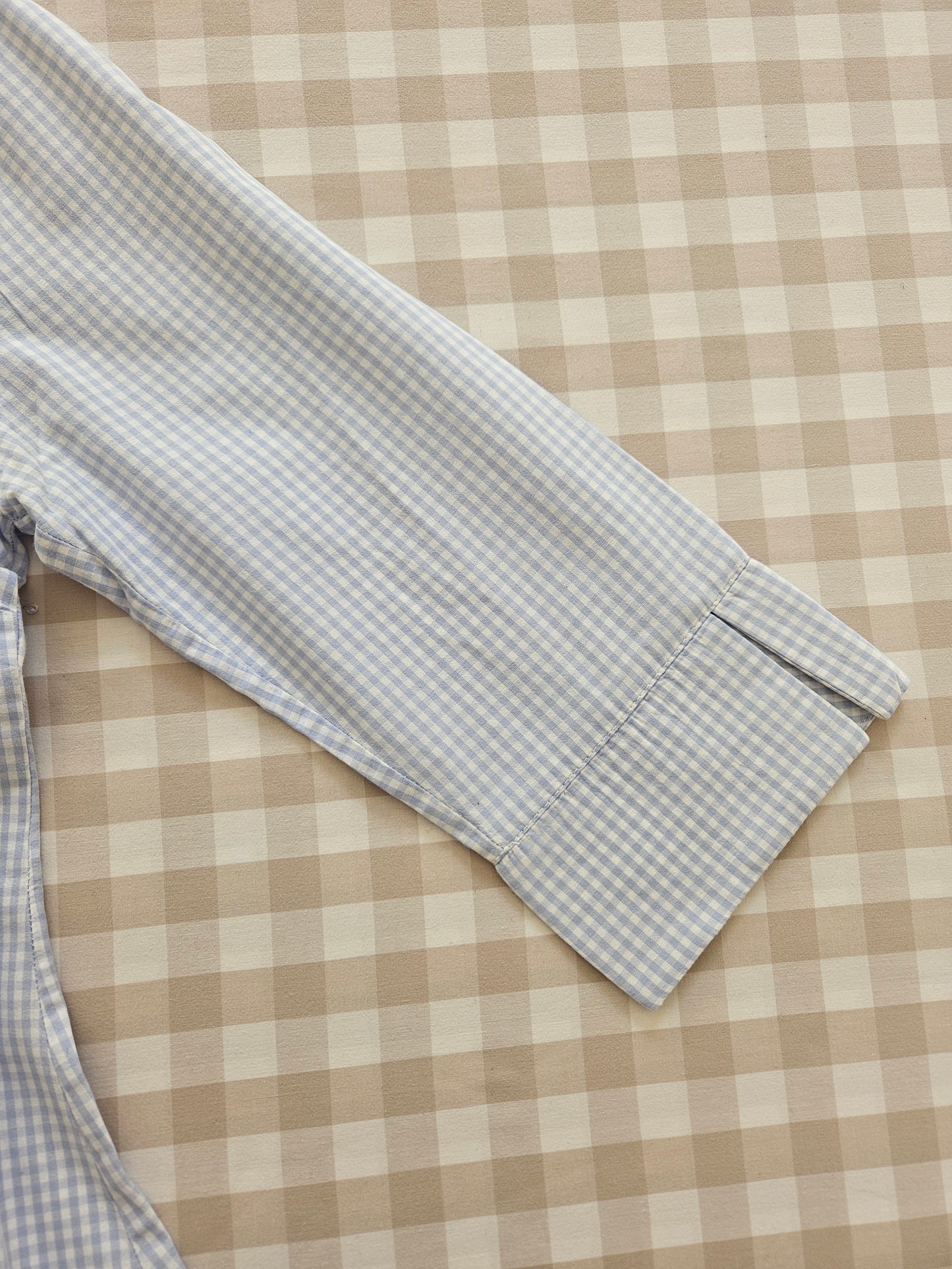 Blue checkered cotton shirt - S/M