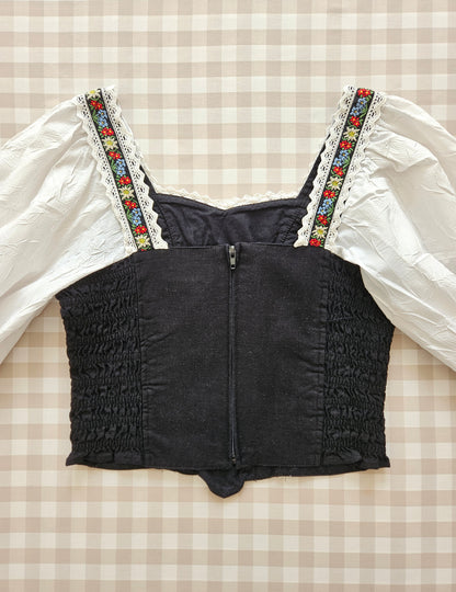 Top corset à lacets vintage cottagecore - M