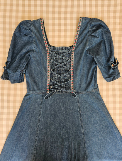 Robe longue cottagecore vintage 100% coton - L