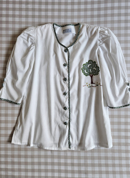 Vintage embroidered cotton blouse - L/XL