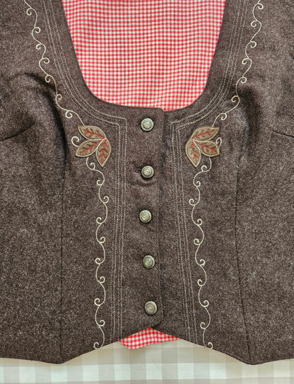 Vintage embroidered brown wool vest/jacket - XL