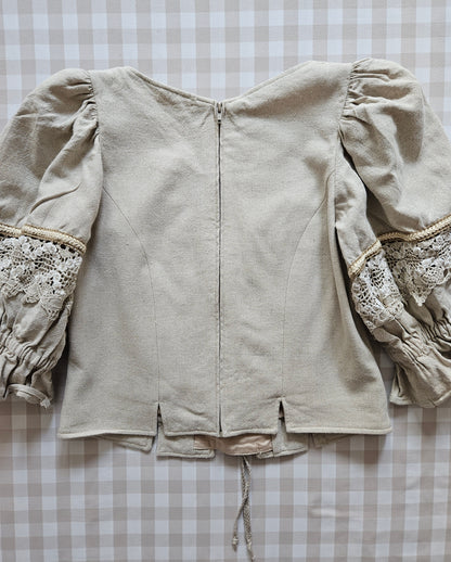 Top corset à lacets en lin vintage - L