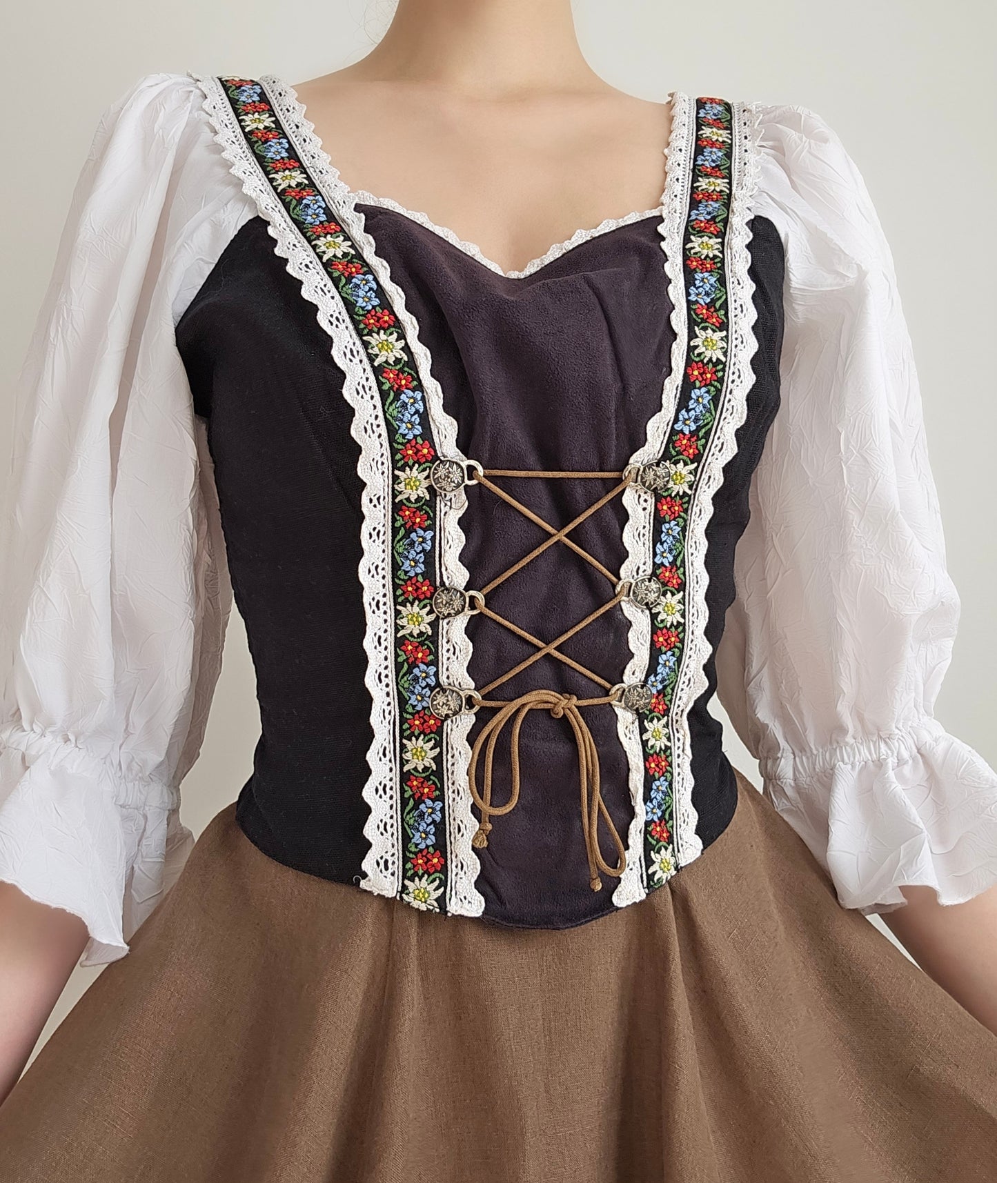 Top corset à lacets vintage cottagecore - M