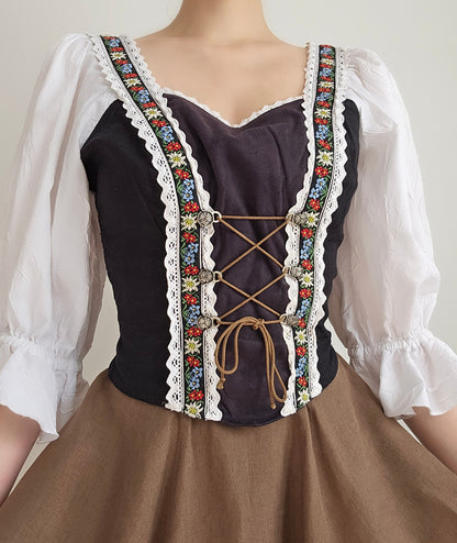 Top corset à lacets vintage cottagecore - M