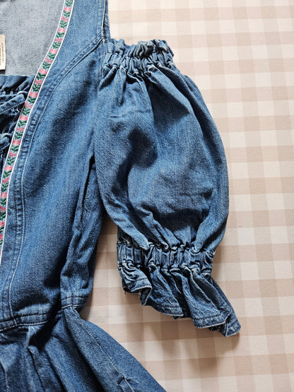 Robe à lacets en jean vintage cottagecore - S