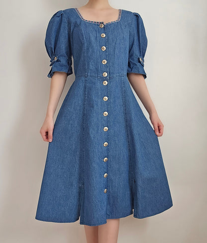 Robe longue cottagecore vintage 100% coton - L