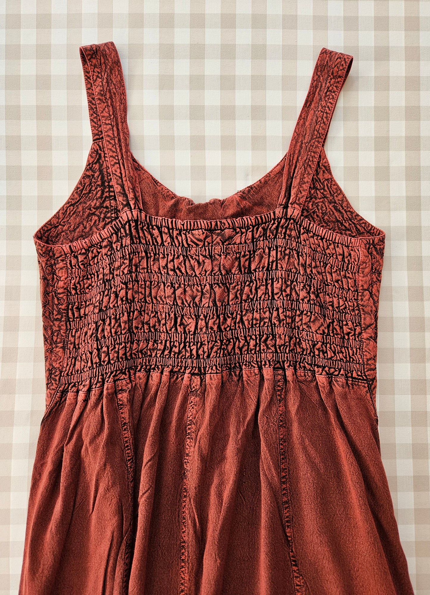 Red/burgundy embroidered lace-up fairycore dress - M/L
