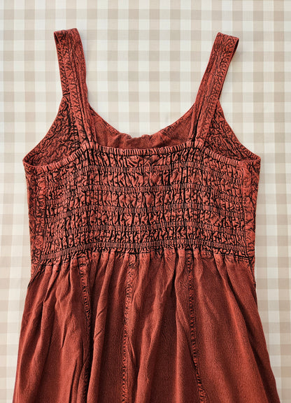 Red/burgundy embroidered lace-up fairycore dress - M/L