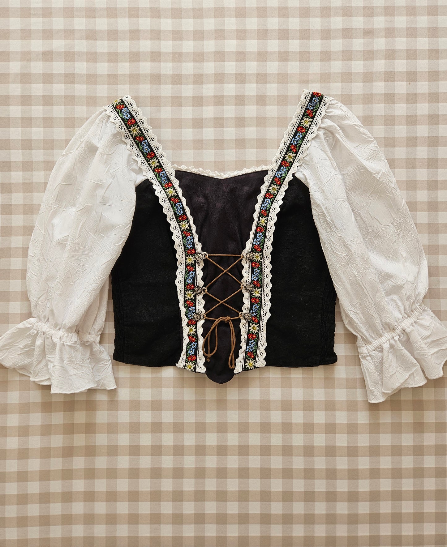 Top corset à lacets vintage cottagecore - M