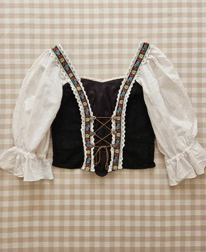 Top corset à lacets vintage cottagecore - M