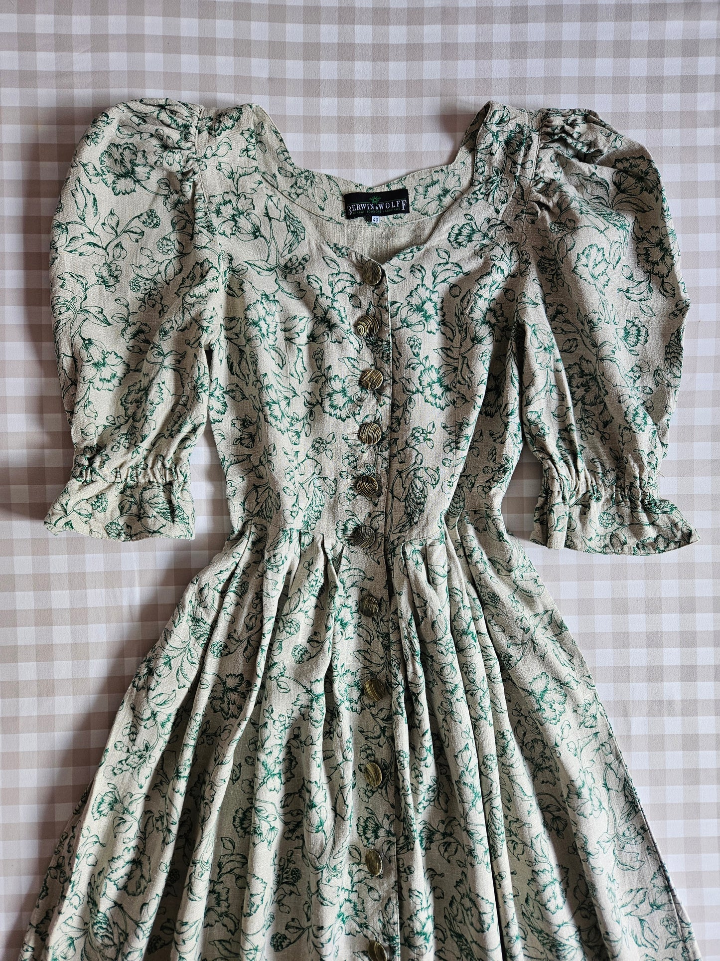 Robe longue cottagecore vintage en lin - M