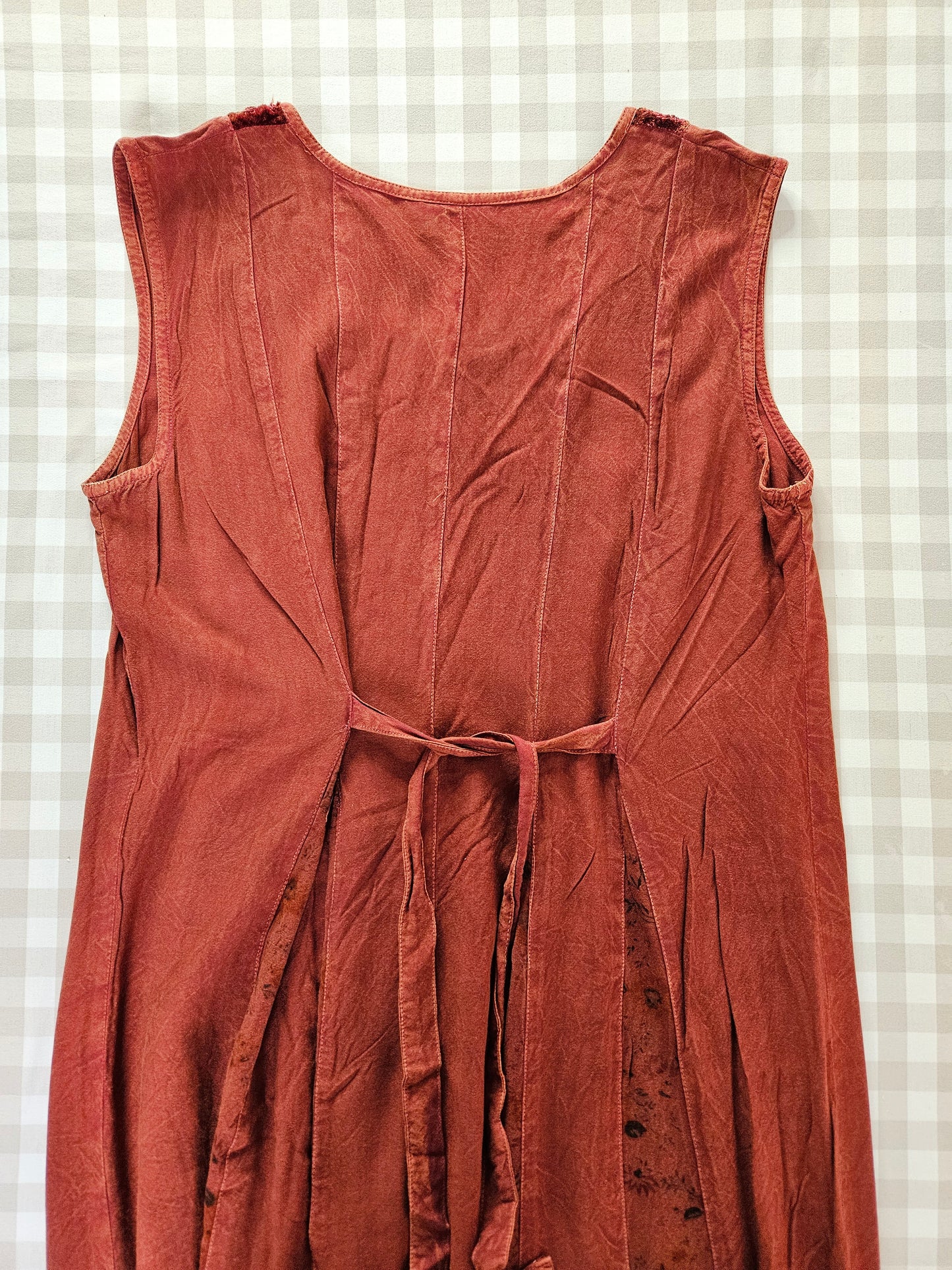 Robe longue brodée fairycore marron/rouille - L