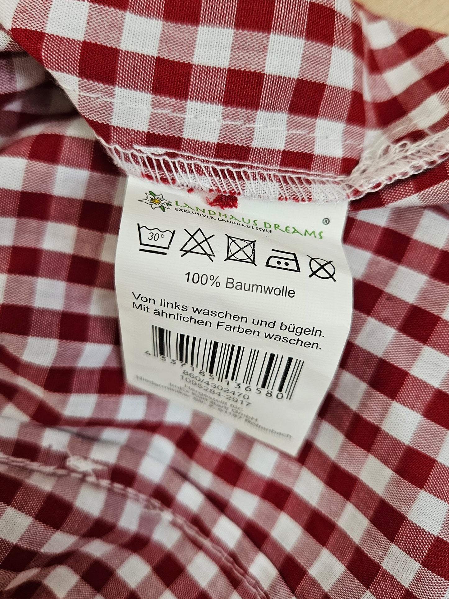 Cottagecore burgundy gingham cotton blouse - L