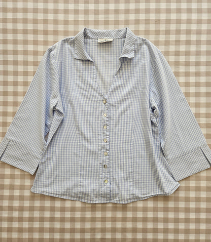 Blue checkered cotton shirt - S/M