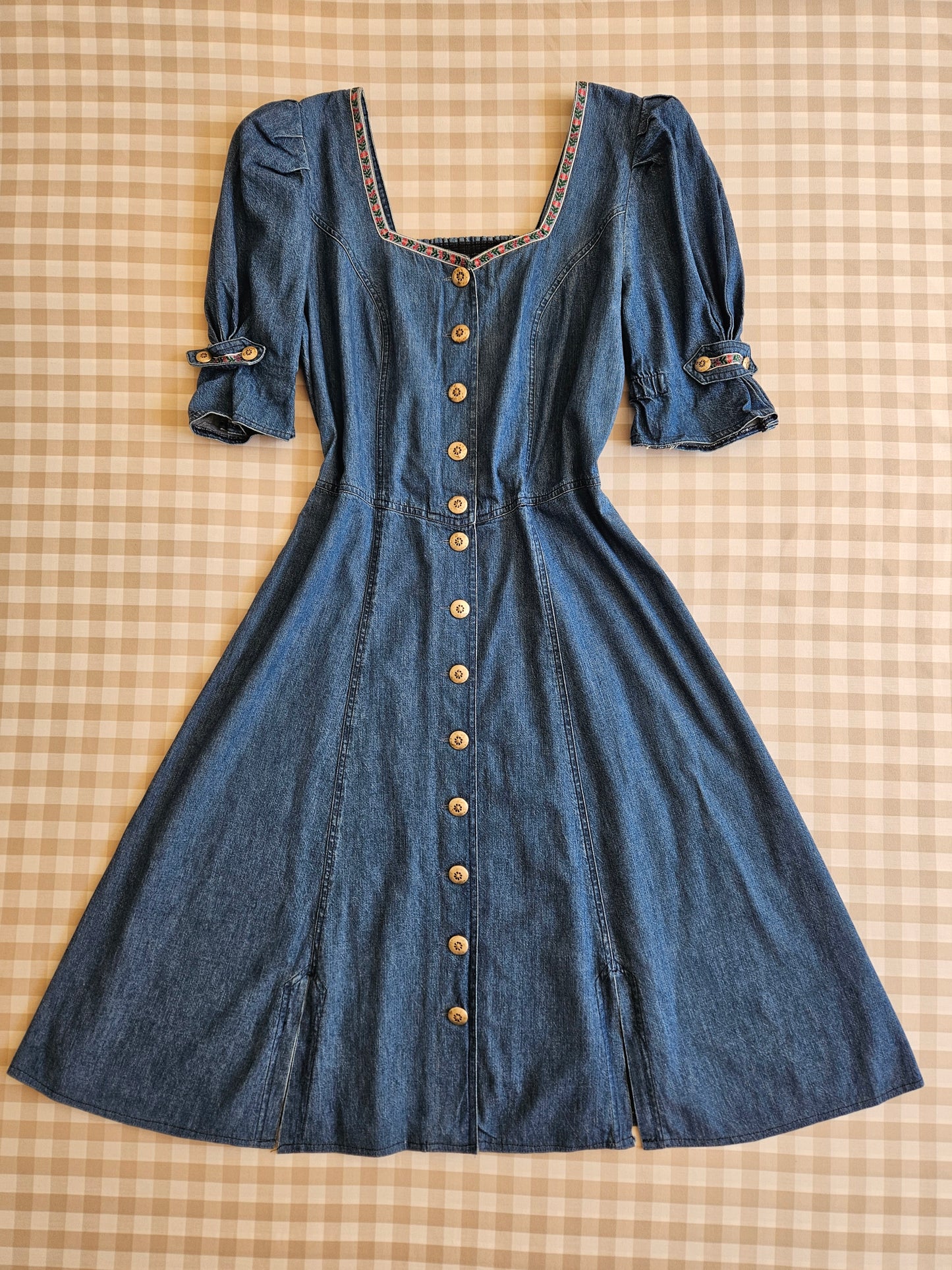 Robe longue cottagecore vintage 100% coton - L