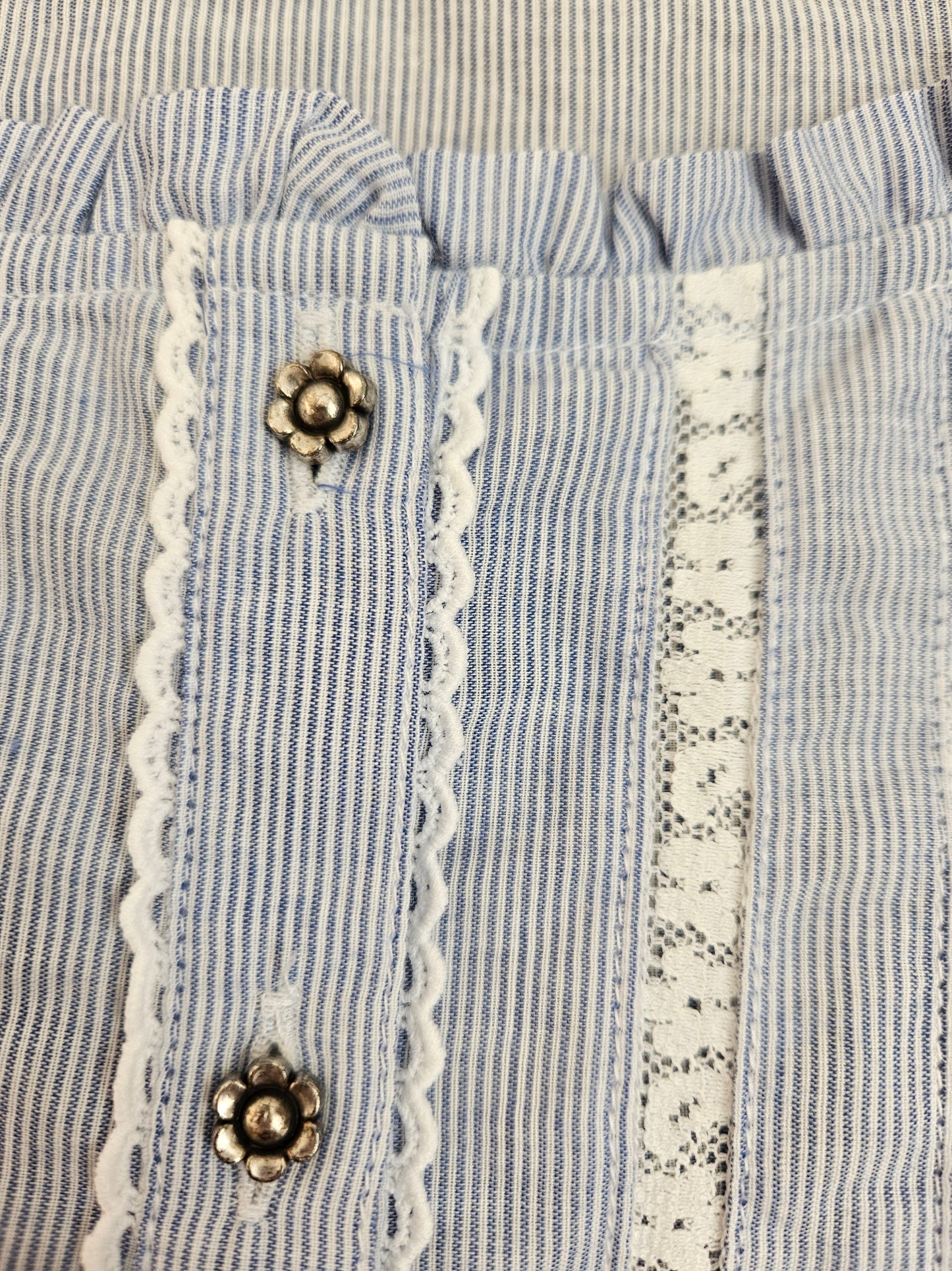 Top cottagecore rayé bleu ciel vintage - XS