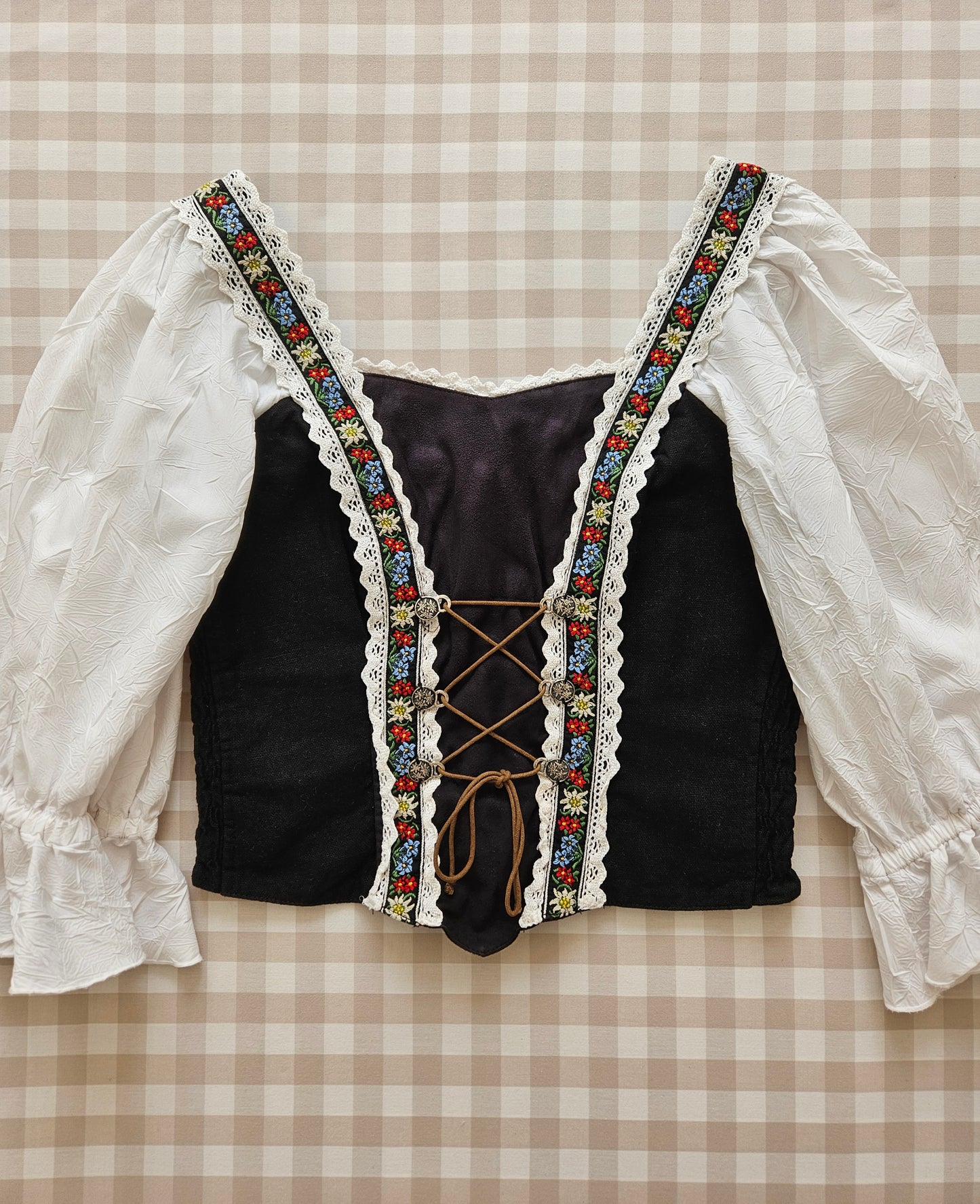 Top corset à lacets vintage cottagecore - M