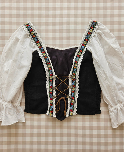 Top corset à lacets vintage cottagecore - M