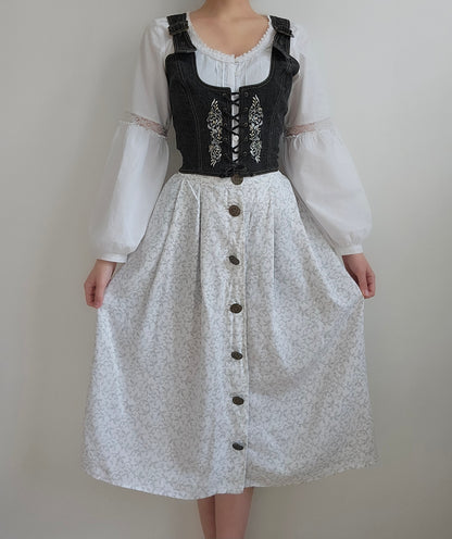 Jupe longue vintage en lin cottagecore - S/M