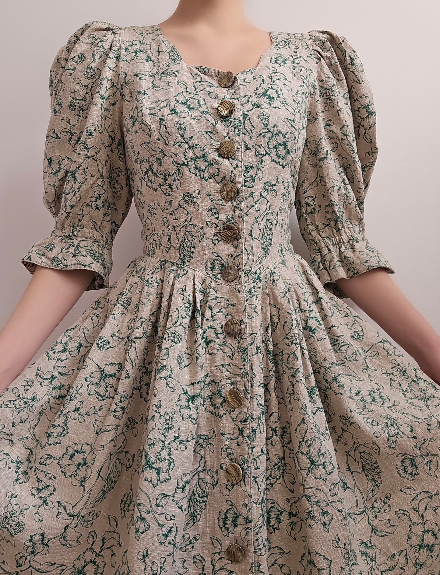 Robe longue cottagecore vintage en lin - M
