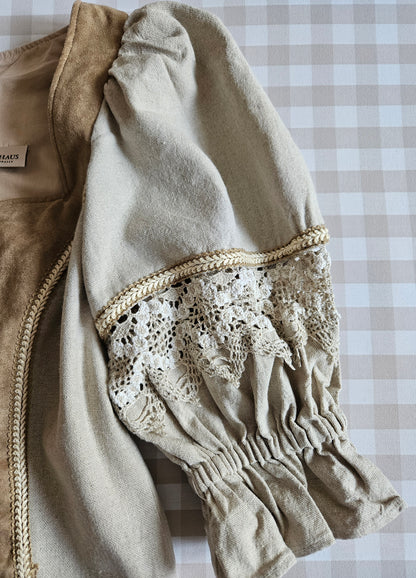 Top corset à lacets en lin vintage - L