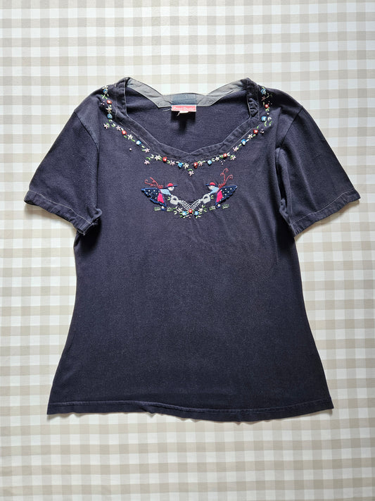 Top brodé cottagecore vintage - M