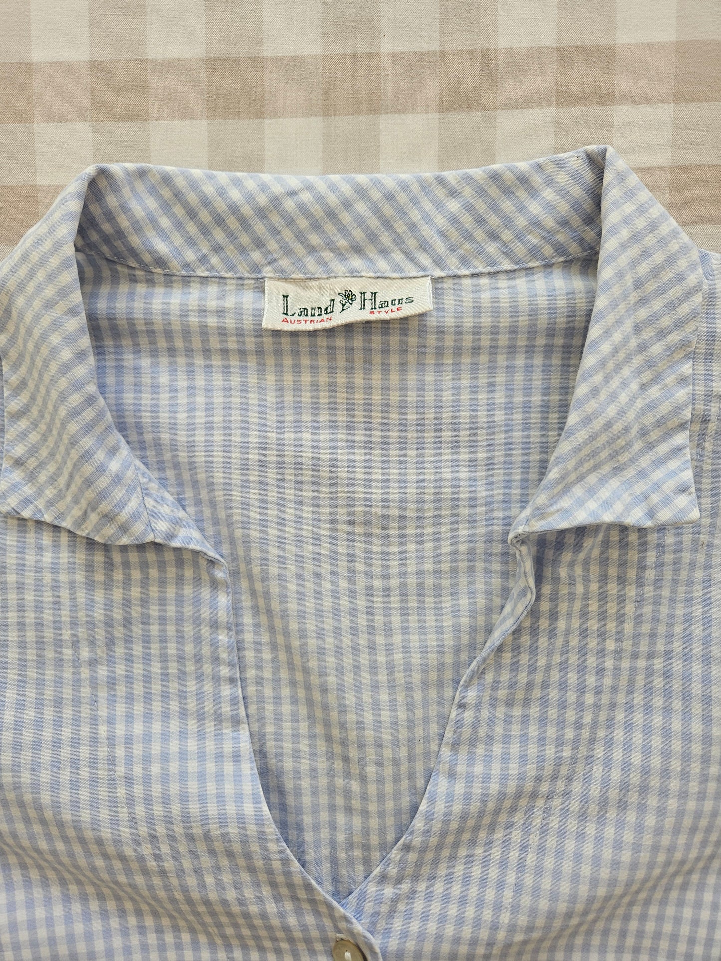 Blue checkered cotton shirt - S/M