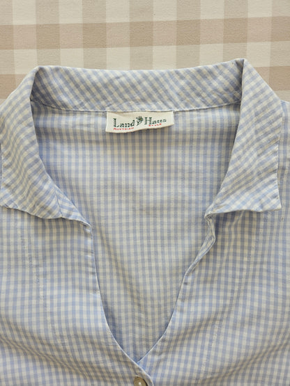 Blue checkered cotton shirt - S/M