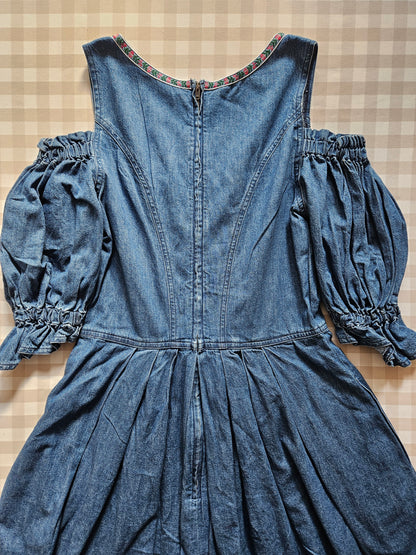 Robe à lacets en jean vintage cottagecore - S