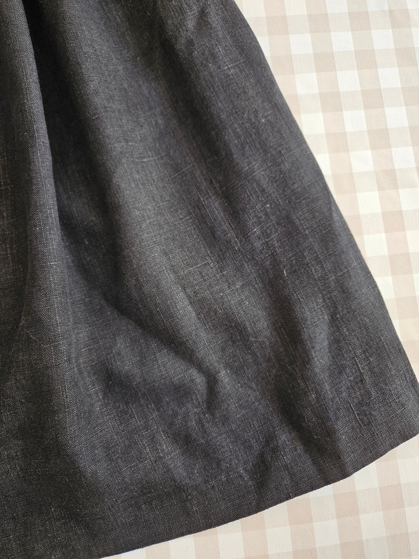 Vintage dark academia black 100% linen maxi dress - S