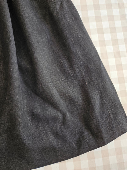 Vintage dark academia black 100% linen maxi dress - S