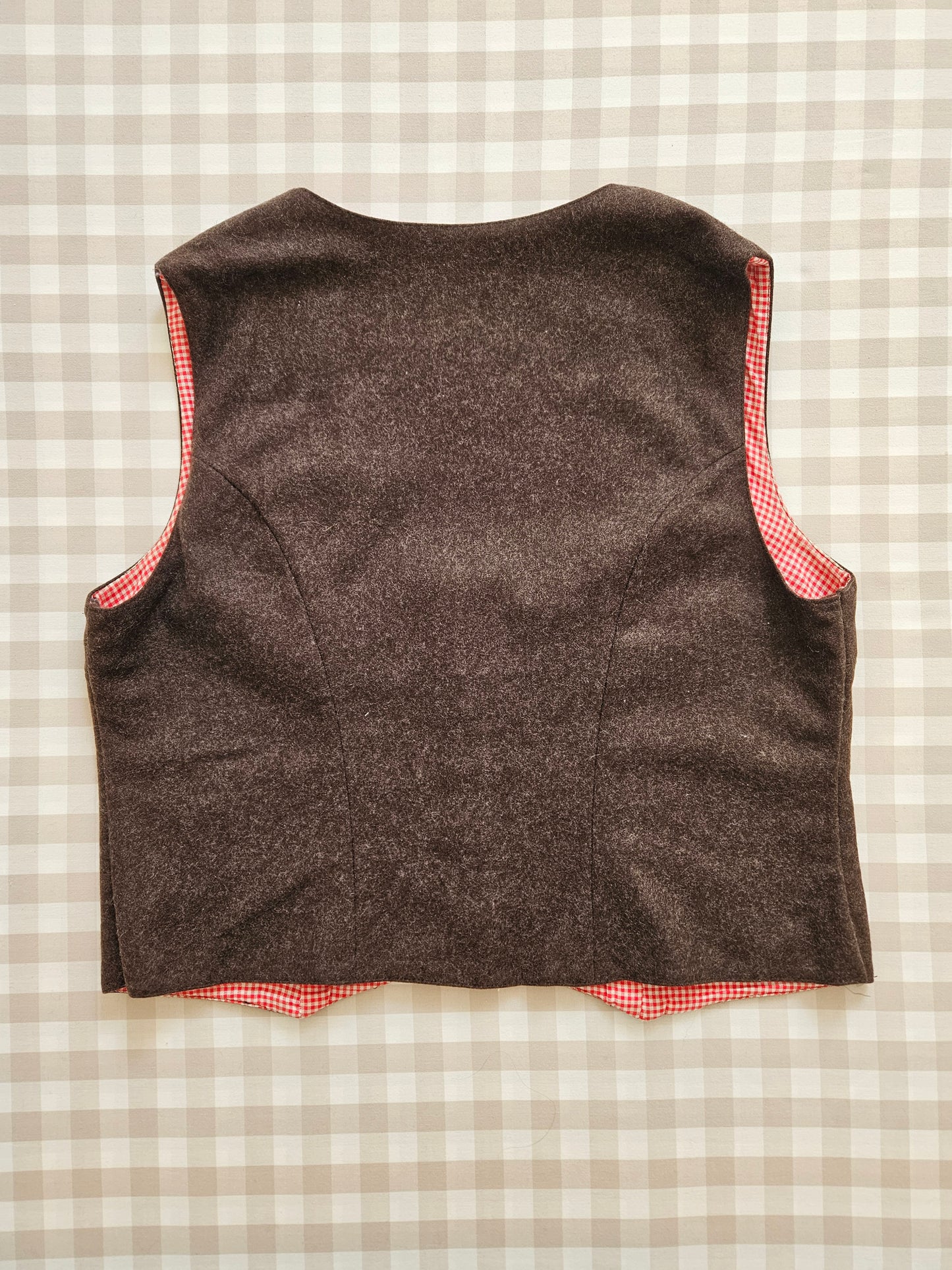 Vintage embroidered brown wool vest/jacket - XL