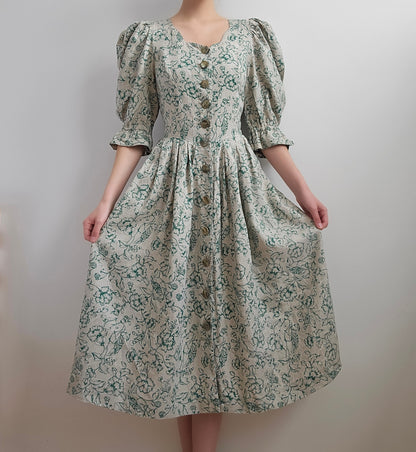 Robe longue cottagecore vintage en lin - M