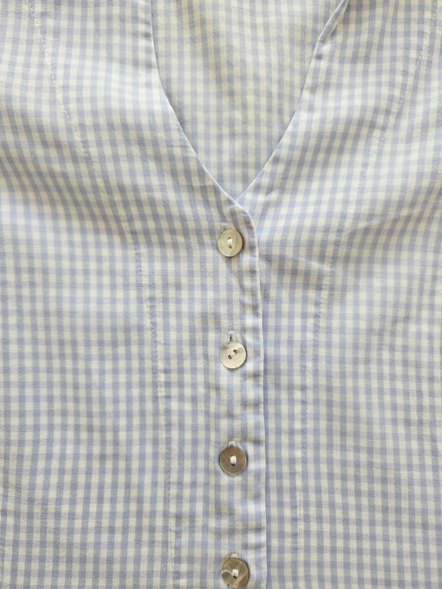 Blue checkered cotton shirt - S/M